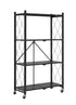 CARLA HOME 4-Tier Foldable Storage Shelf with Wheels for Kitchen, Garage, Pantry or Basement (Black)
