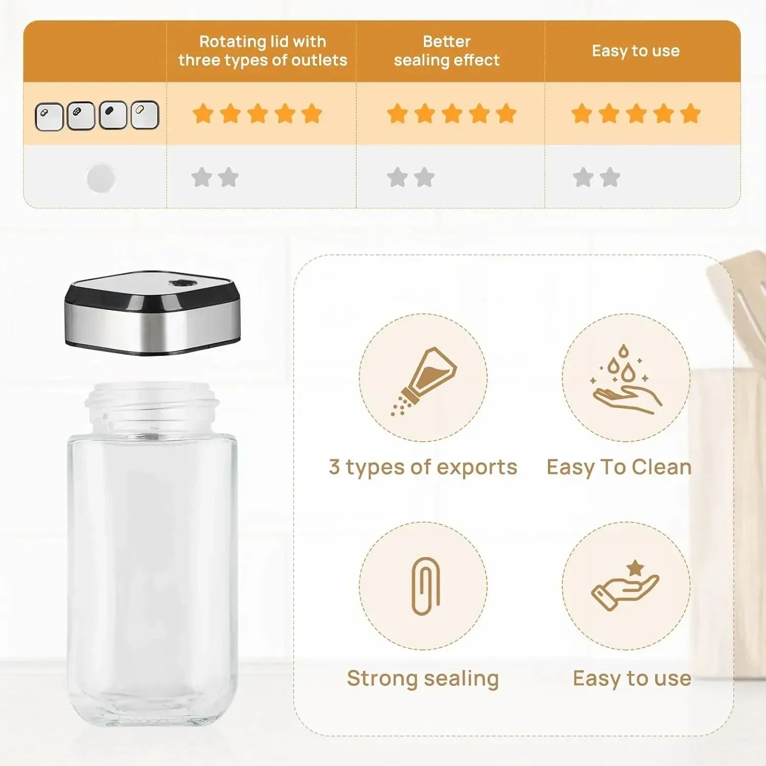 Rotating Spice Rack Organizer with 12 Glass Jars for Kitchen Countertop