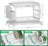 2-Tier Dish Drying Rack with Drainage Tray, Utensil Holder, Cup Hooks & Cutting Board Slot for Countertop Kitchen Storage (White)