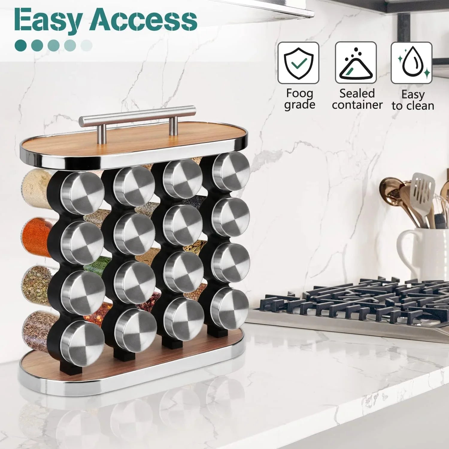 20-Jar Spice Rack Organizer Storage for Kitchen Countertop or Cabinet
