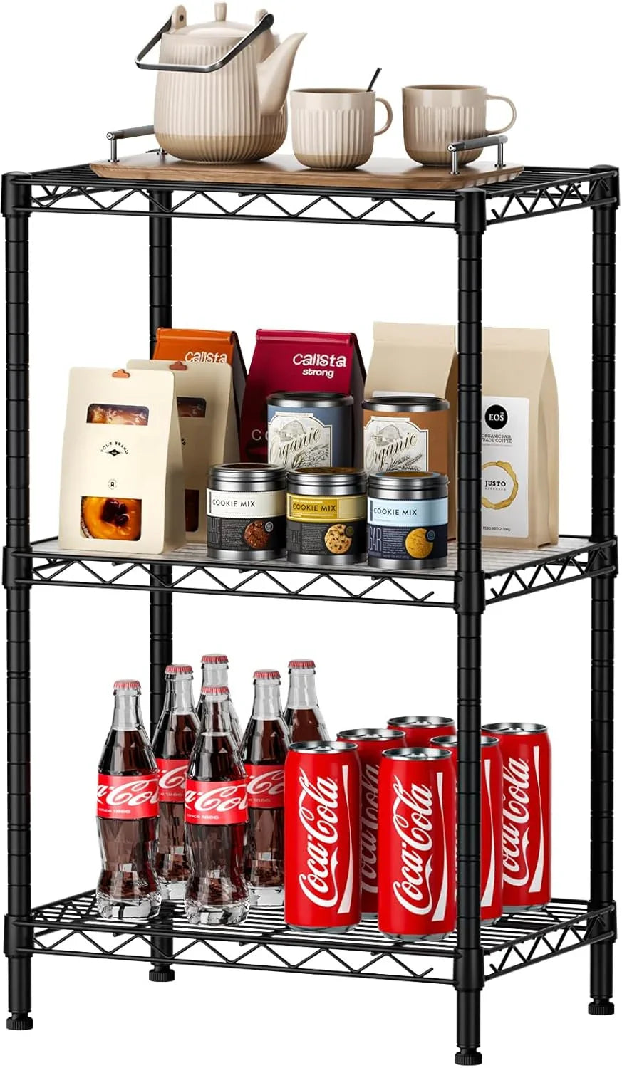 3-Tier Adjustable Metal Storage Shelves Wire Rack Organizer for Kitchen, Pantry, Bathroom or Laundry Room (60cm W x 35cm D x 103cm H)