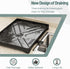 CARLA HOME 2-Tier Large Dish Drying Rack with Drainboard, Utensil Holder, Glass Hooks & Cutlery Storage (Black)