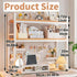 CARLA HOME  2-Tier Metal Desktop Hutch Bookshelf with Grid Panel for Computer Desk and Office Countertop