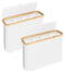 2 Pack Toilet Paper Storage Basket Holds Up to 12 Rolls with Bamboo Lid and Handle for RV Closet (White)