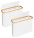 2 Pack Toilet Paper Storage Basket Holds Up to 12 Rolls with Bamboo Lid and Handle for RV Closet (White)