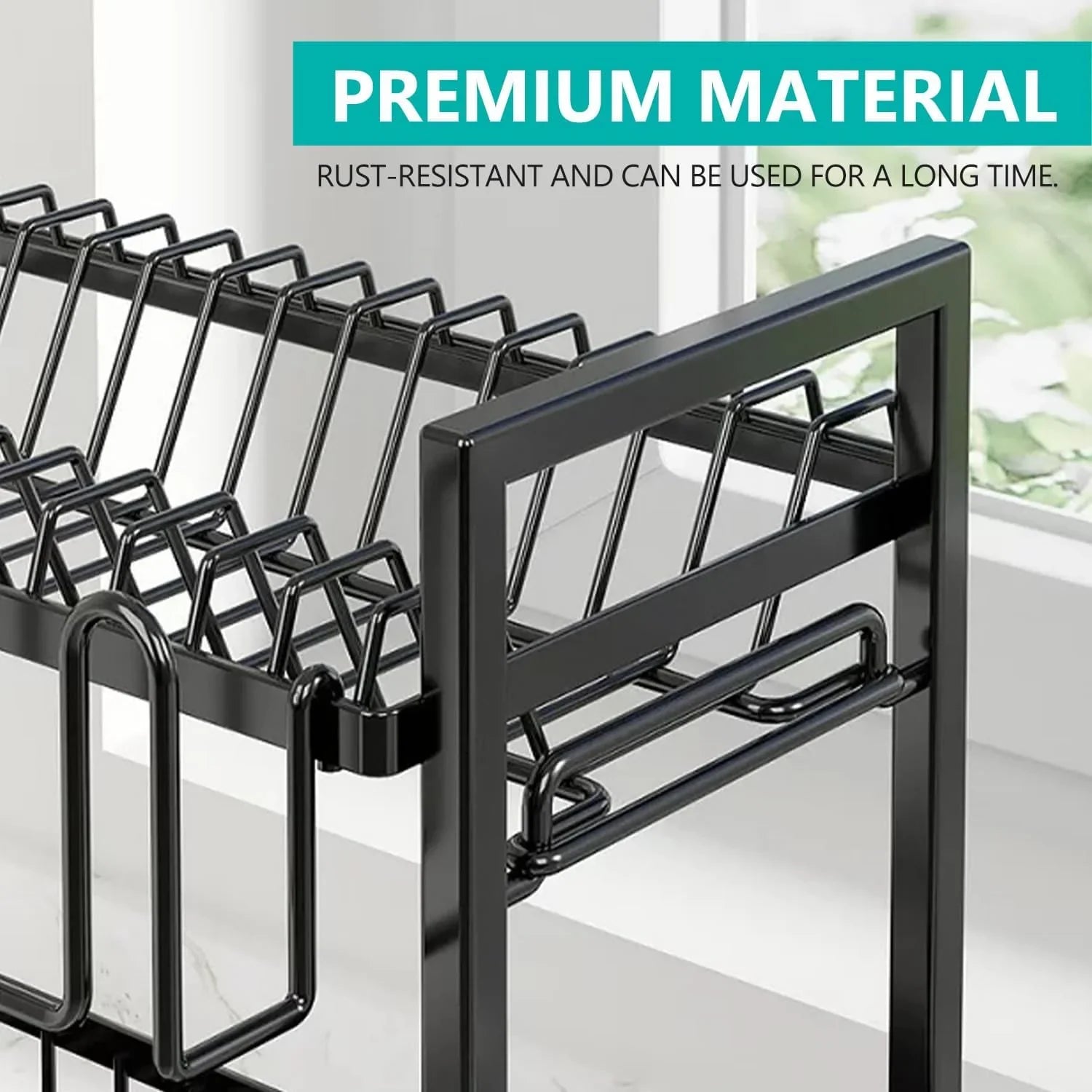Dish Drying Rack 2-Tier Kitchen Drainer with Drainboard