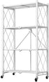 4-Tier Foldable Storage Shelf with Wheels for Kitchen, Garage, Pantry or Basement (White)