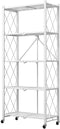 5-Tier Foldable Storage Shelf with Wheels for Kitchen, Garage, Pantry or Basement (White)