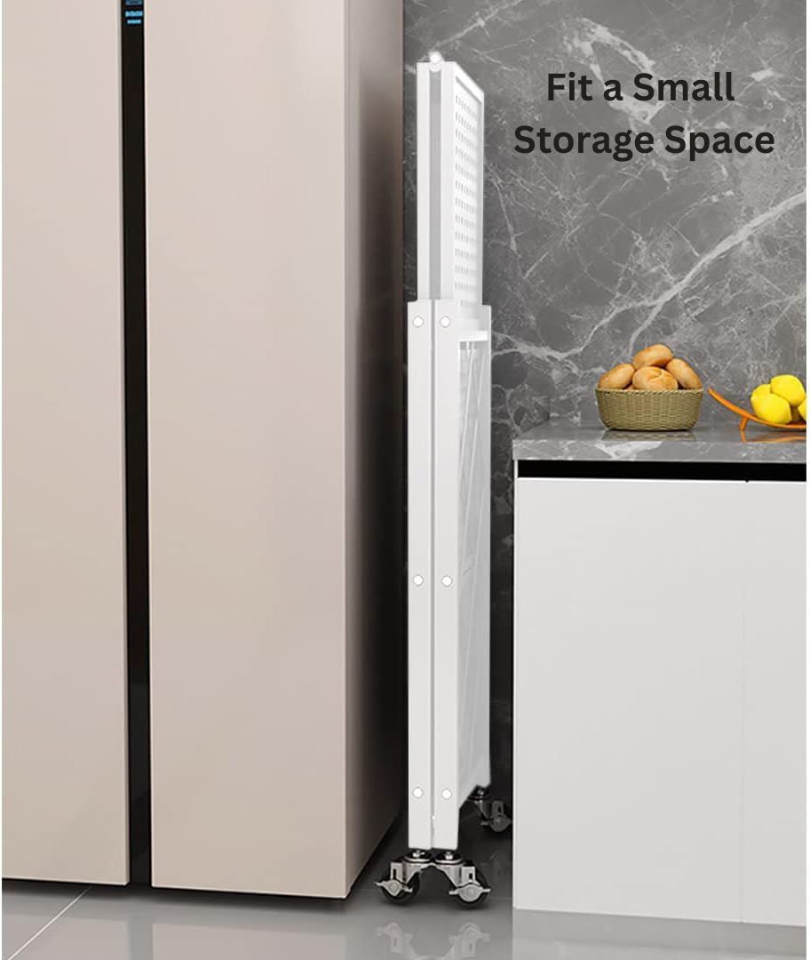 CARLA HOME 5-Tier Foldable Storage Shelf with Wheels for Kitchen, Garage, Pantry or Basement (White)