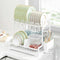 Dish Drying Rack 2-Tier Kitchen Drainer with Drainboard (White)