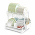 Dish Drying Rack 2-Tier Kitchen Drainer with Drainboard (White)