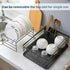 2-Tier Dish Drying Rack for Kitchen Counter with Removable Drip Tray, Utensil Holder and Cutlery Organizer (Black)