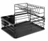 2-Tier Dish Drying Rack for Kitchen Counter with Removable Drip Tray, Utensil Holder and Cutlery Organizer (Black)
