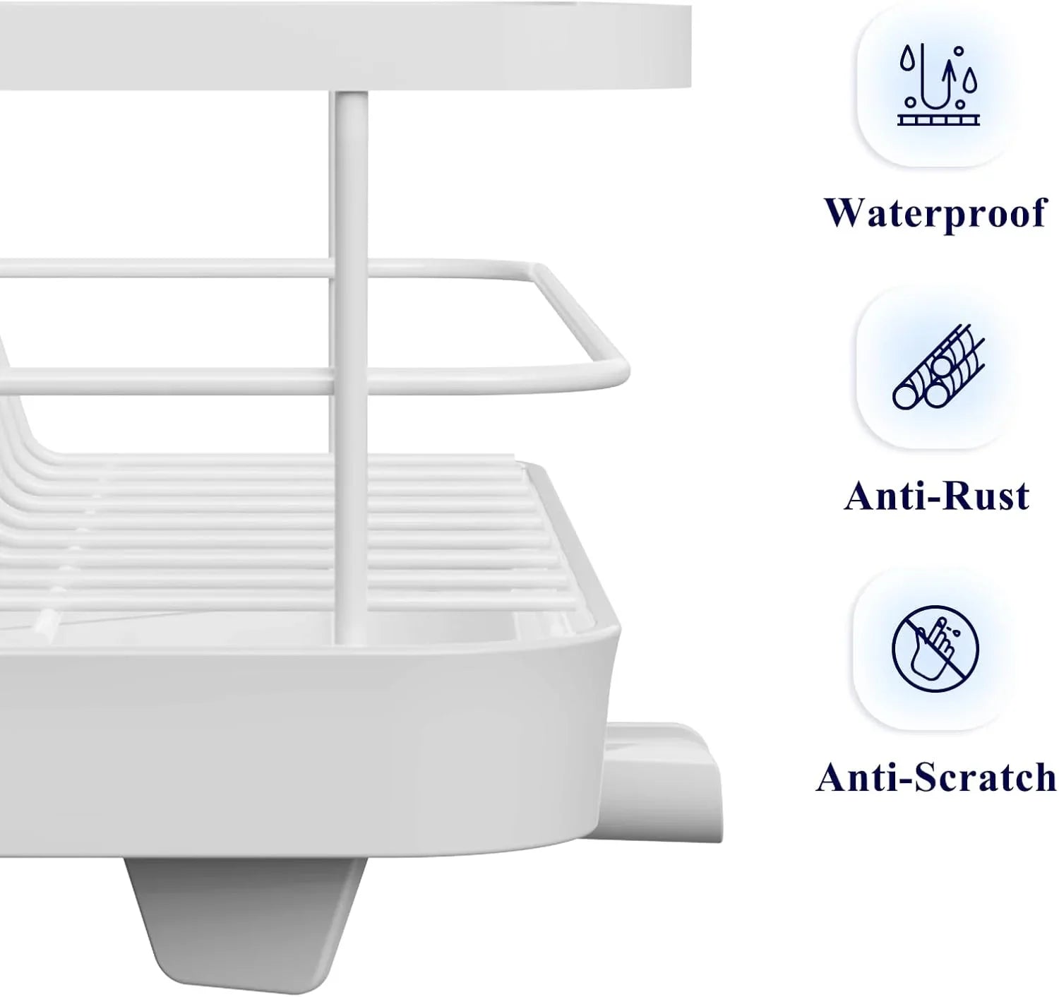 Dish Drying Rack for Kitchen Counter with Removable Drip Tray, Utensil Holder and Cutlery Organizer