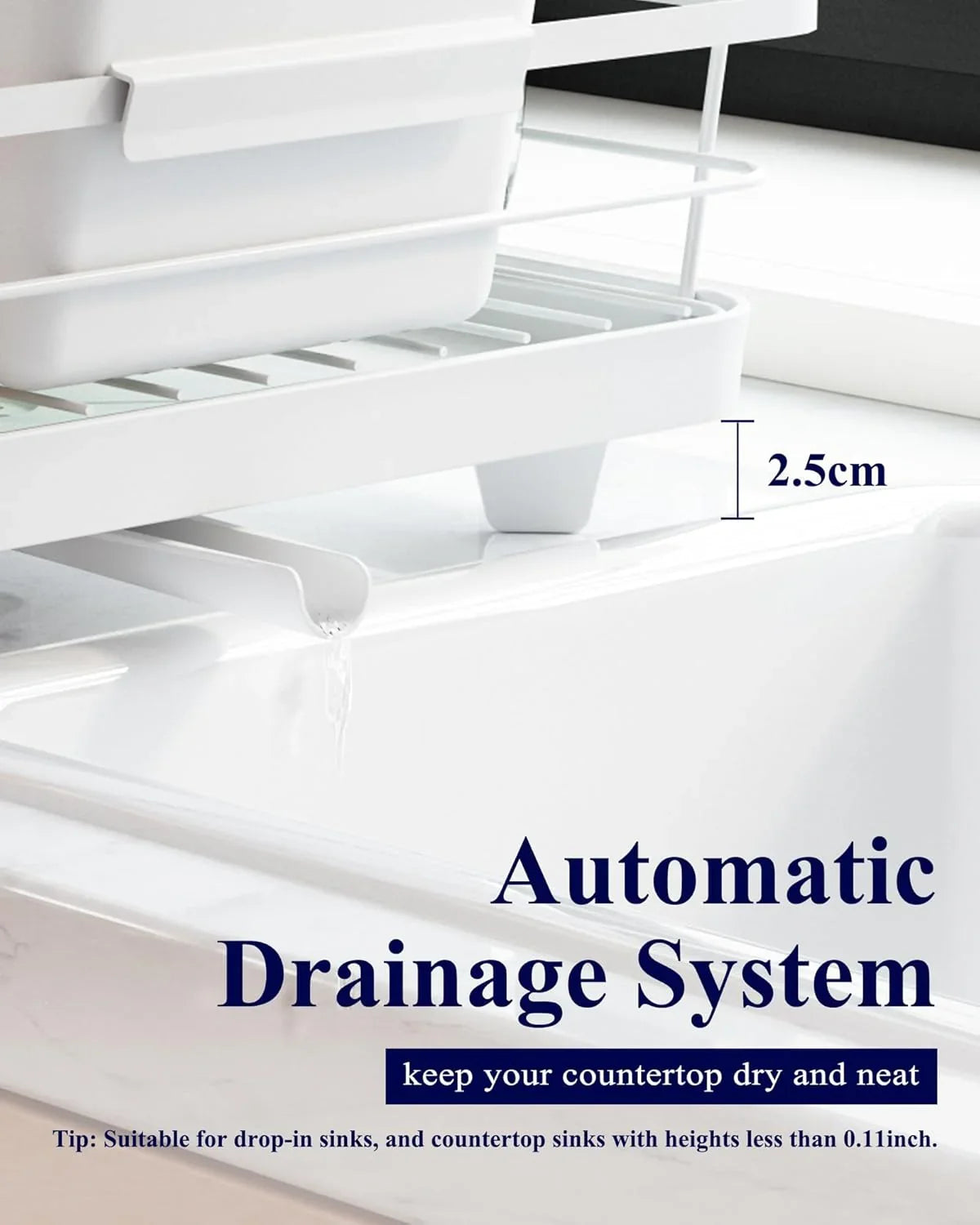 Dish Drying Rack for Kitchen Counter with Removable Drip Tray, Utensil Holder and Cutlery Organizer