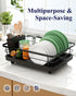Dish Drying Rack for Kitchen Counter with Removable Drip Tray, Utensil Holder and Cutlery Organizer