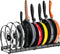 Expandable Pot and Pan Organizer Rack for Cabinet with 10 Adjustable Dividers, Lid & Cookware Holder for Kitchen Pantry or Countertop Storage