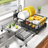 Expandable Dish Drying Rack with Drainage Spout, Utensil Holder & Drainboardfor Kitchen Countertop Organizer (1 tier)