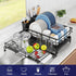Expandable Dish Drying Rack with Drainage Spout, Utensil Holder & Drainboardfor Kitchen Countertop Organizer (1 tier)