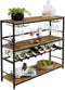 Large Wine Rack with Glass Holder, Metal Designed Bottle Holder and Wood Countertop for Wine & Champagne