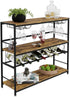 Large Wine Rack with Glass Holder, Metal Designed Bottle Holder and Wood Countertop for Wine & Champagne