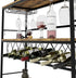 Large Wine Rack with Glass Holder, Metal Designed Bottle Holder and Wood Countertop for Wine & Champagne