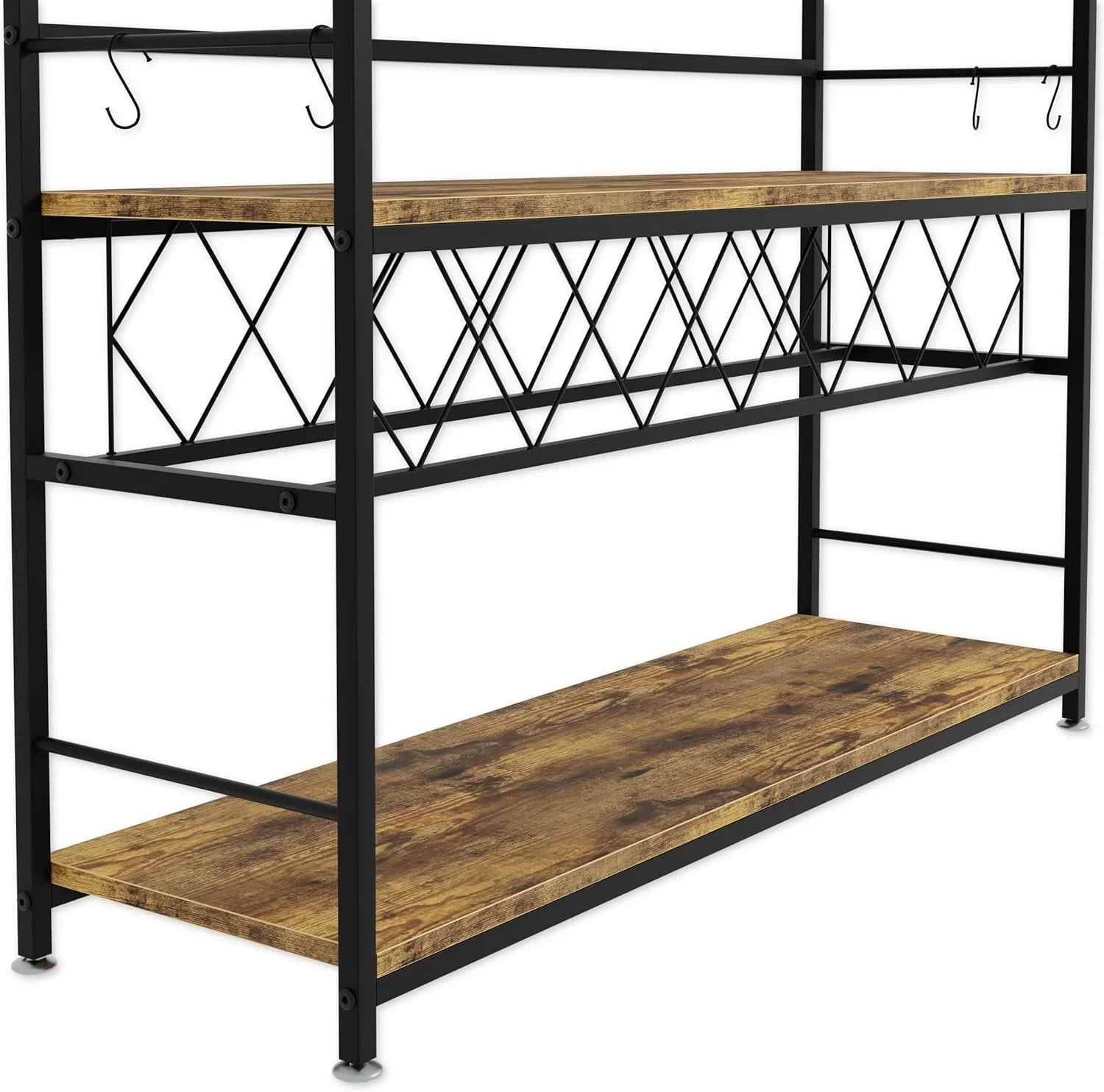 Large Wine Rack with Glass Holder, Metal Designed Bottle Holder and Wood Countertop for Wine & Champagne