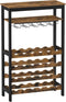 Large Wine Rack with Glass Holder, Metal Designed Bottle Holder and Wood Countertop up to Wine & Champagne Bottles