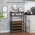 Large Wine Rack with Glass Holder, Metal Designed Bottle Holder and Wood Countertop up to Wine & Champagne Bottles