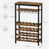 Large Wine Rack with Glass Holder, Metal Designed Bottle Holder and Wood Countertop up to Wine & Champagne Bottles