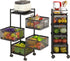 Metal 5-Tier Rolling Vegetable and Fruit Basket Cart Stand for Kitchen & Storage