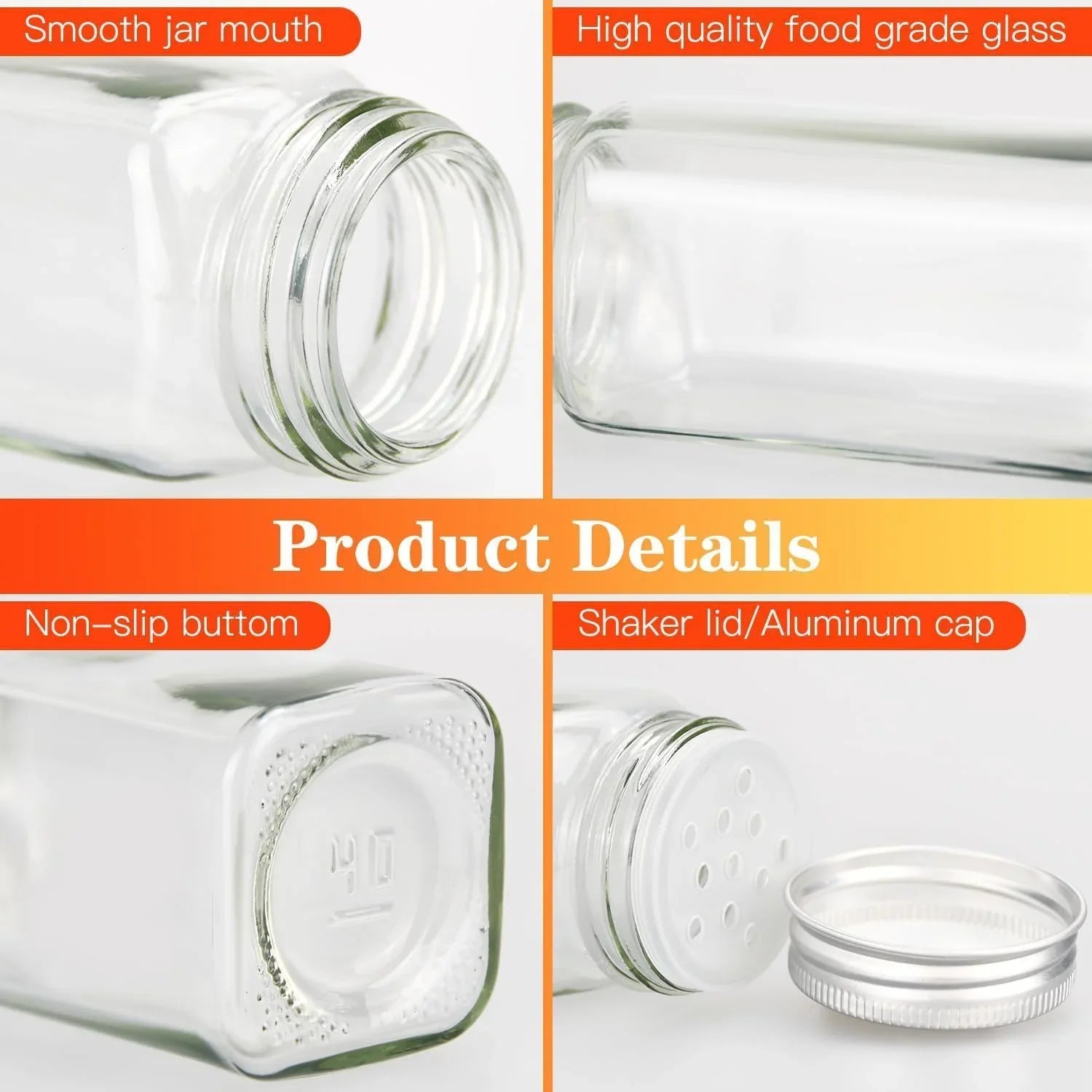 24 Glass Spice Jars with Lids, Shaker Tops, 180 Spice Labels, White Pen & Funnel for Kitchen Organization, Spice Rack, Seasoning & Herb Storage