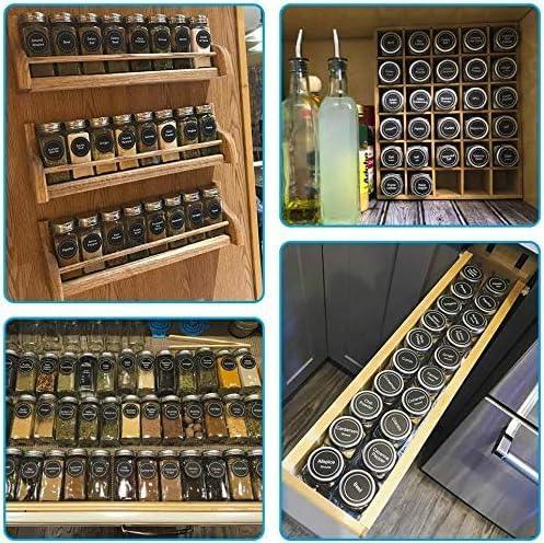 24 Glass Spice Jars with Lids, Shaker Tops, 180 Spice Labels, White Pen & Funnel for Kitchen Organization, Spice Rack, Seasoning & Herb Storage