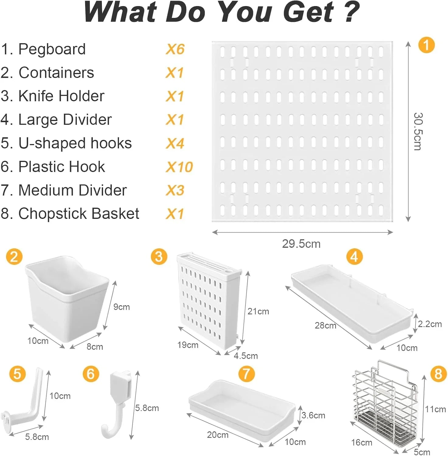 Pegboard Wall Organizer Kit with 6 Modular Pegboards & 21 Accessories for Kitchen, Office, Gaming & Craft Storage