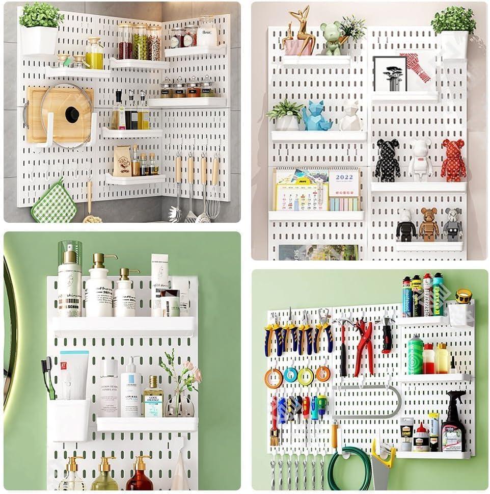 Pegboard Wall Organizer Kit with 3 Modular Panels & 17 Accessories for Office, Gaming & Craft Storage