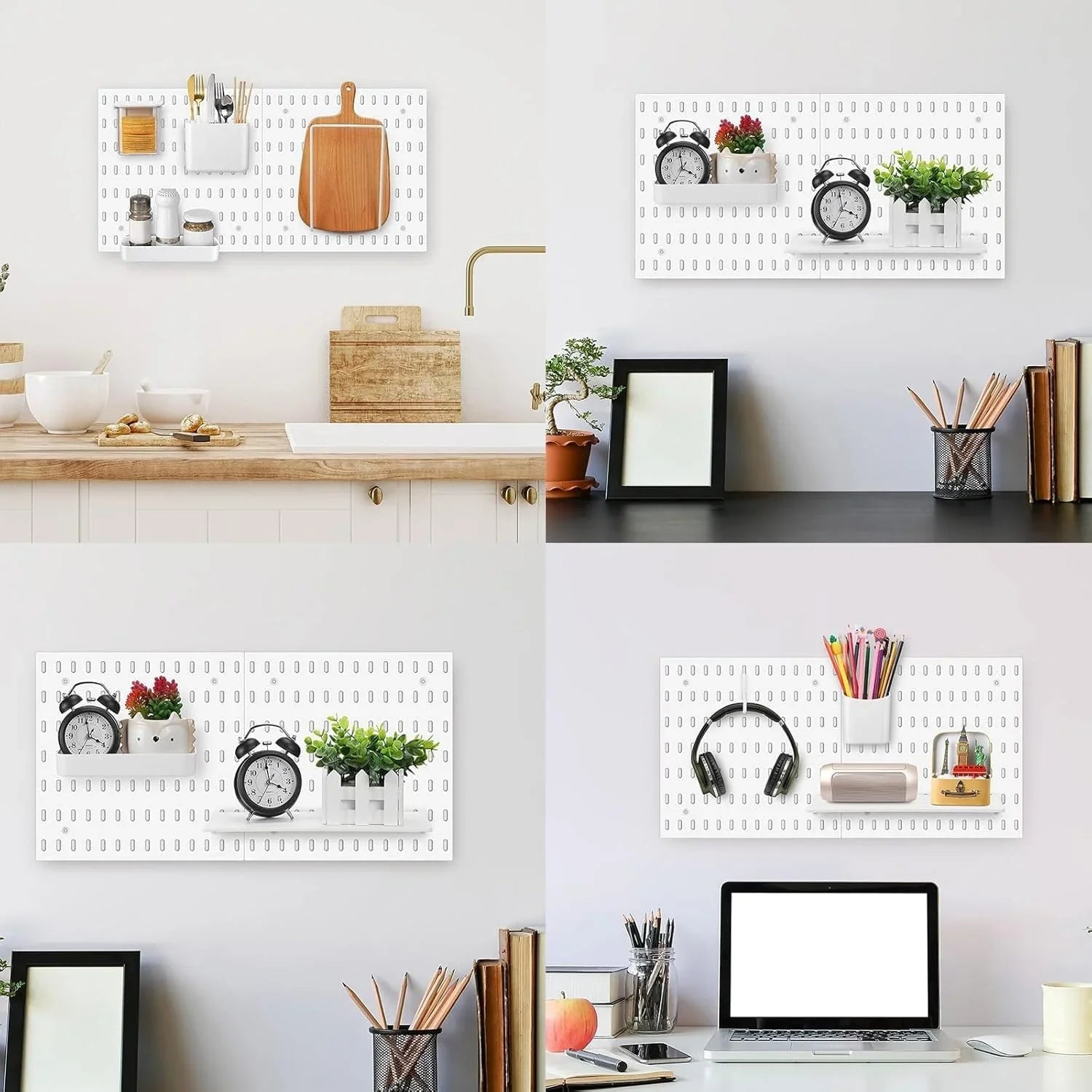 Pegboard Wall Organizer Kit with 3 Modular Panels & 17 Accessories for Office, Gaming & Craft Storage