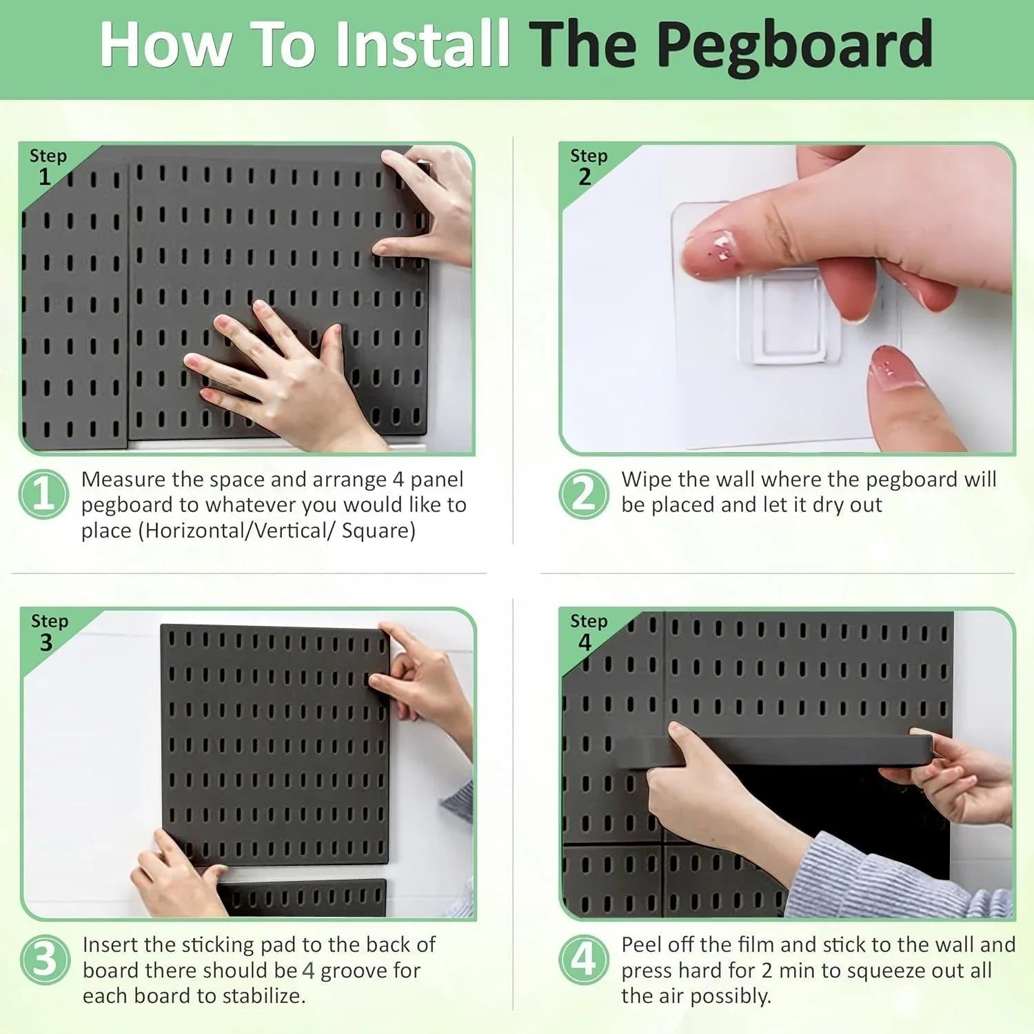 Pegboard Wall Organizer Kit – 2 Black Modular Pegboards with 10 Accessories for Office, Gaming & Home Storage