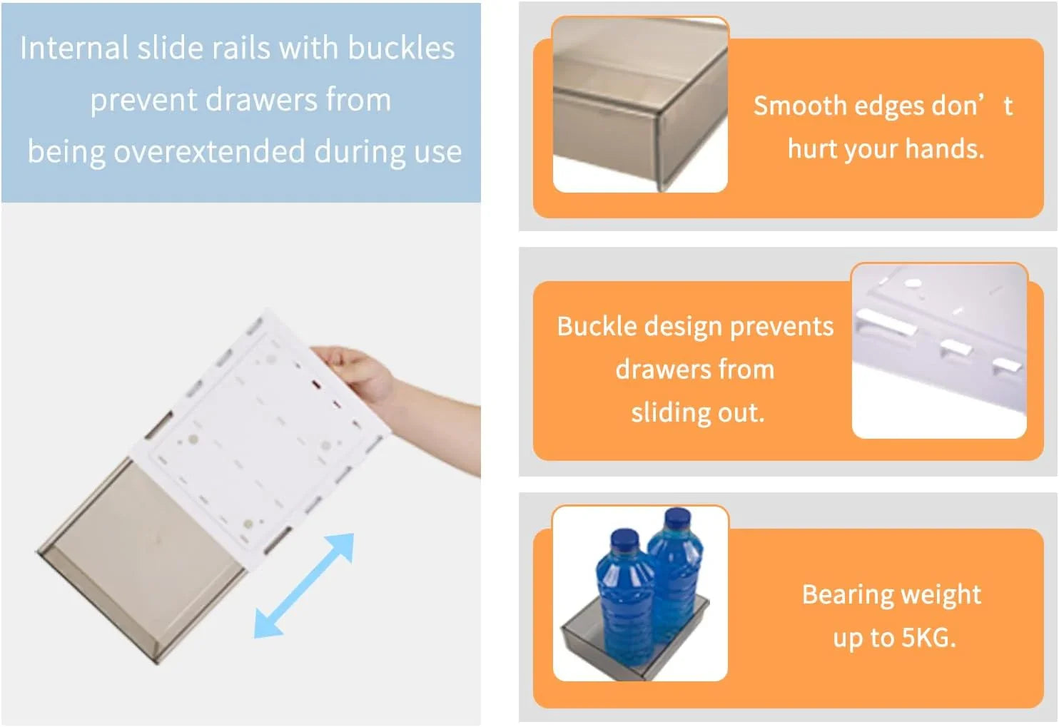 3‑Pack Under Desk Storage Drawers Hidden Pull‑Out Organizer for Office & Home