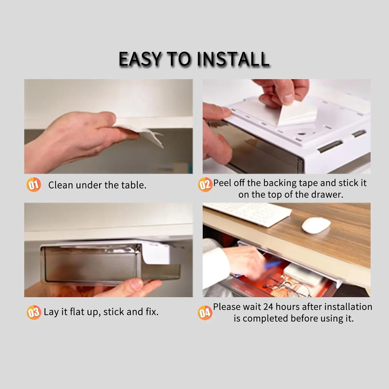 3‑Pack Under Desk Storage Drawers Hidden Pull‑Out Organizer for Office & Home