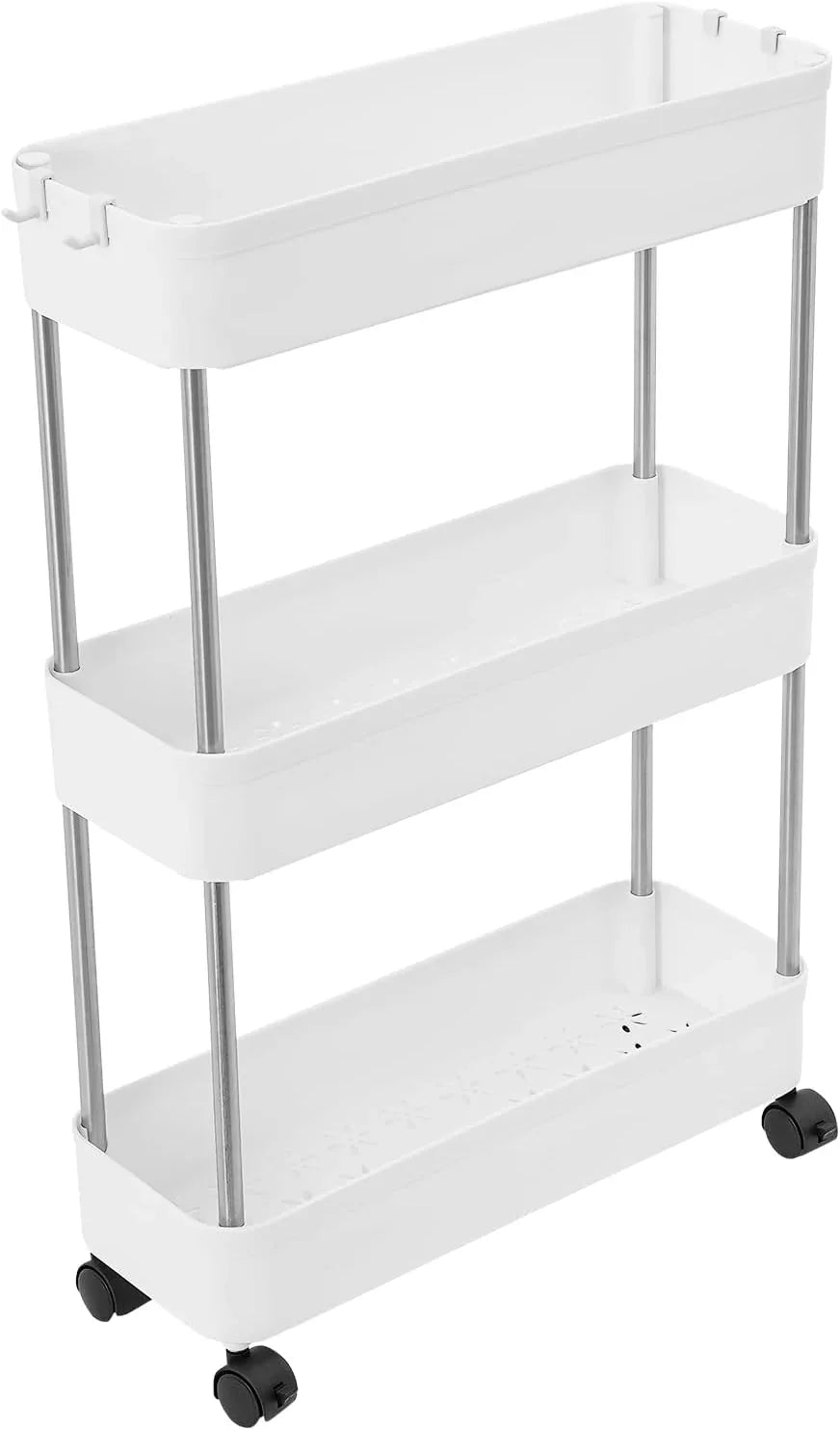 Slim Storage Cart Organizer Trolley with Wheels for Kitchen, Bathroom, Laundry & Narrow Spaces (3 tier)