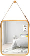 Hanging Wall Mirror with Bamboo Frame with Adjustable Leather Strap for Bathroom, Bedroom, Vanity or Entryway (40x33 cm)