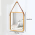 Hanging Wall Mirror with Bamboo Frame with Adjustable Leather Strap for Bathroom, Bedroom, Vanity or Entryway (40x33 cm)