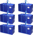 6-Pack Large Moving Storage Bags with Zippers & Handles with 95 Liters Capacity for Space Saving, Travel, Camping & Organization (Blue)