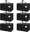 6-Pack Large Moving Storage Bags with Zippers & Handles with 95 Liters Capacity for Space Saving, Travel, Camping & Organization (Black)