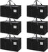 6-Pack Large Moving Storage Bags with Zippers & Handles with 95 Liters Capacity for Space Saving, Travel, Camping & Organization (Black)