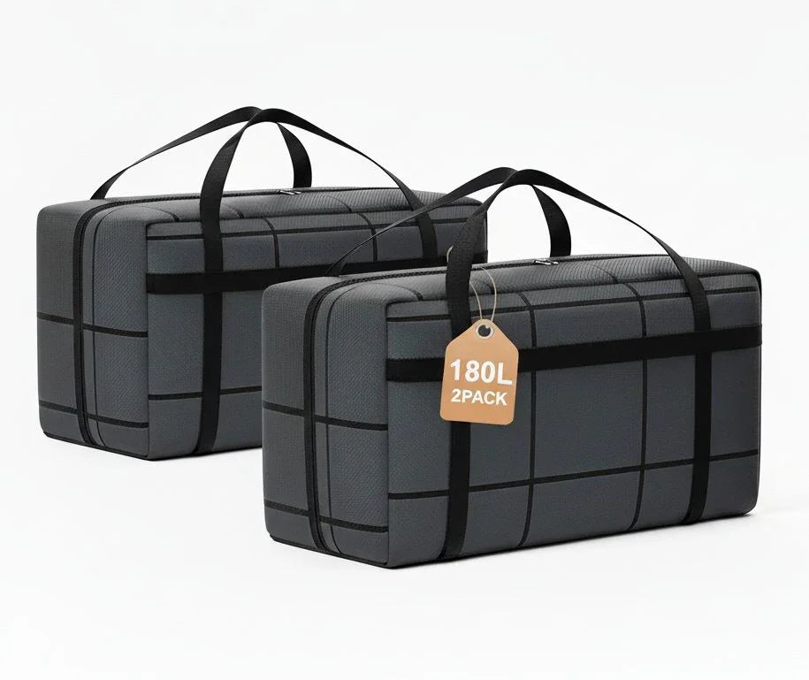 2-Pack 180L Extra Large Moving Storage Bags with Handles & Duty Zippered for Clothes, Travel, Space Saving & Camping
