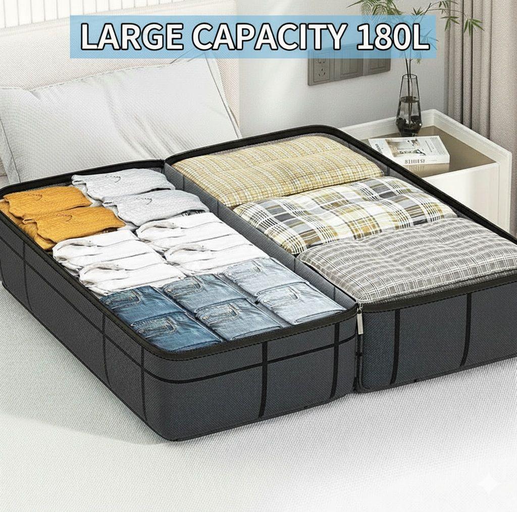 2-Pack 180L Extra Large Moving Storage Bags with Handles & Duty Zippered for Clothes, Travel, Space Saving & Camping