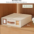 Bed Sheet Organizer Set of 4 with Handle & Window for Covers, Pillowcases, Blankets, Clothes & Sheets (Beige)