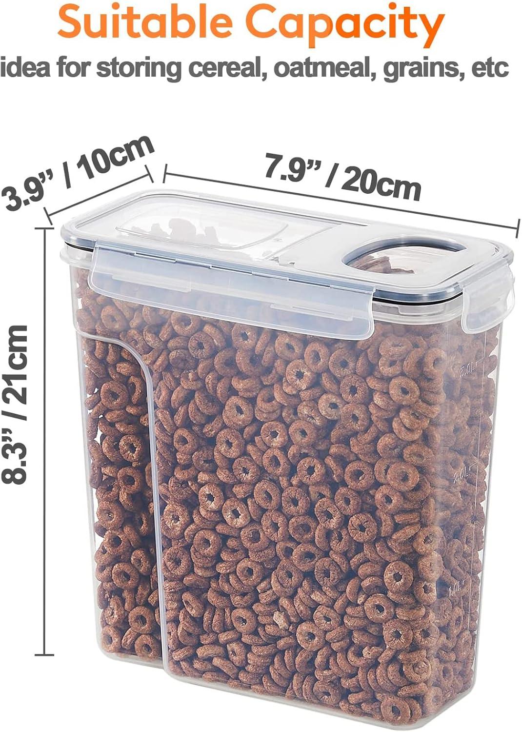 Airtight Cereal Storage Containers BPA-Free Food Dispensers with Pouring Lids for Pantry & Kitchen (4 Pack 2,5L)