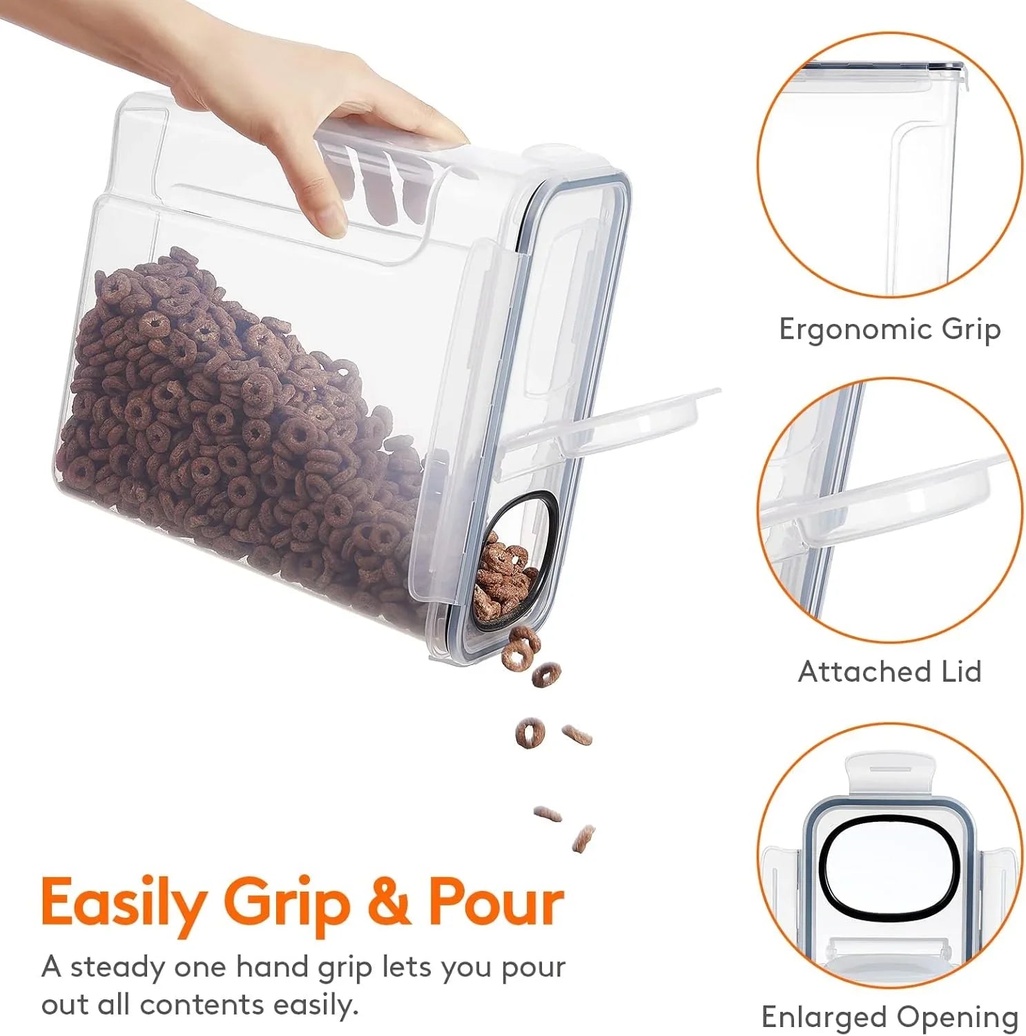 Airtight Cereal Storage Containers BPA-Free Food Dispensers with Pouring Lids for Pantry & Kitchen (4 Pack 2,5L)